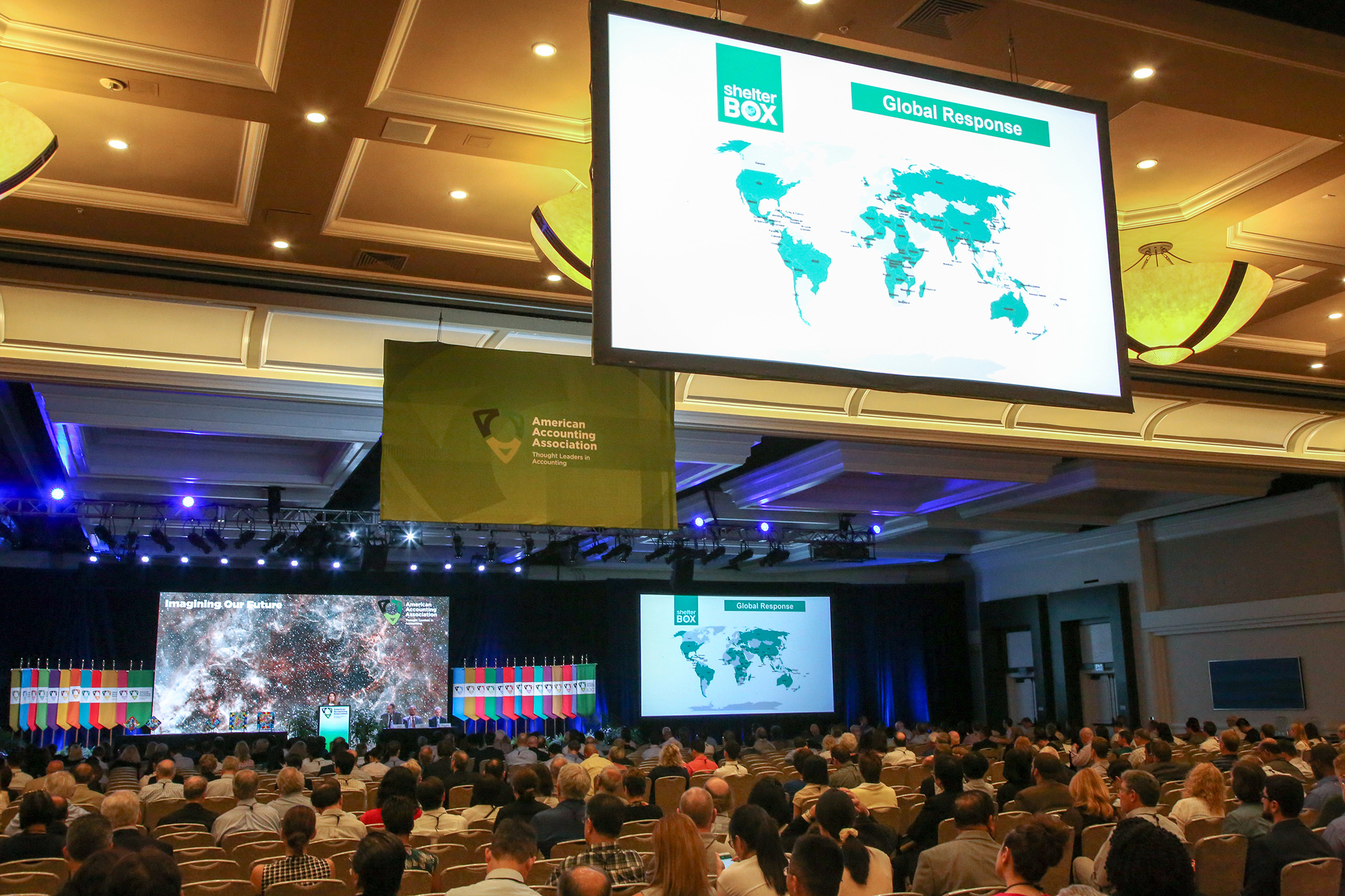 ShelterBox coverage map being shown during the keynote