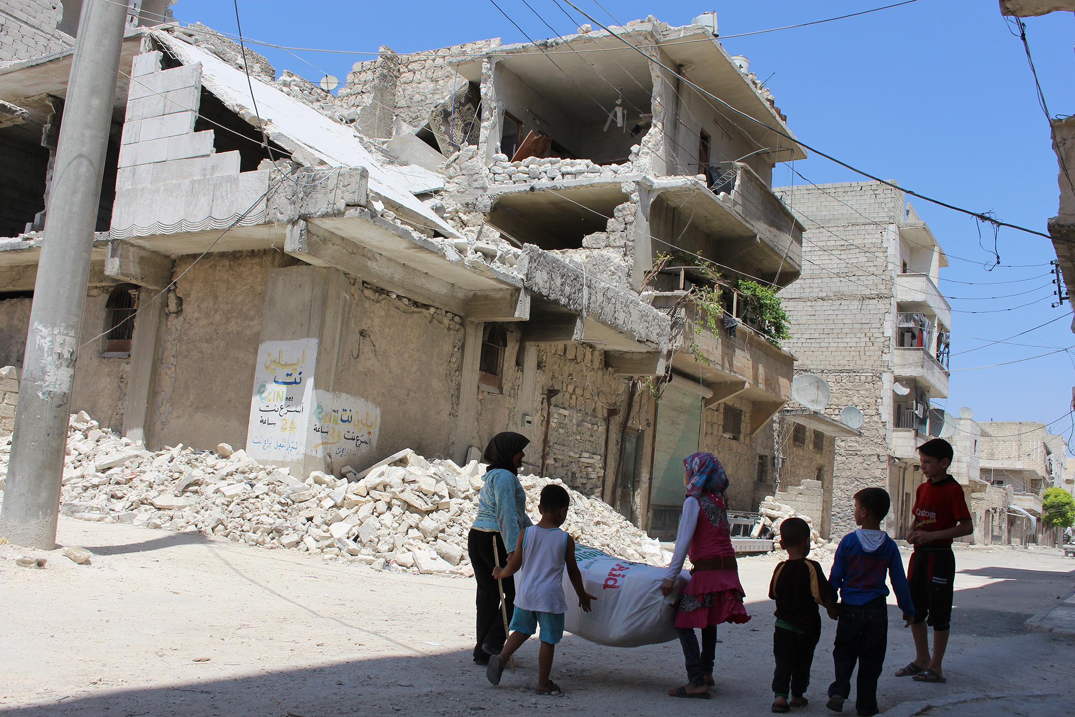 Streets reduced to rubble Aleppo, Syria