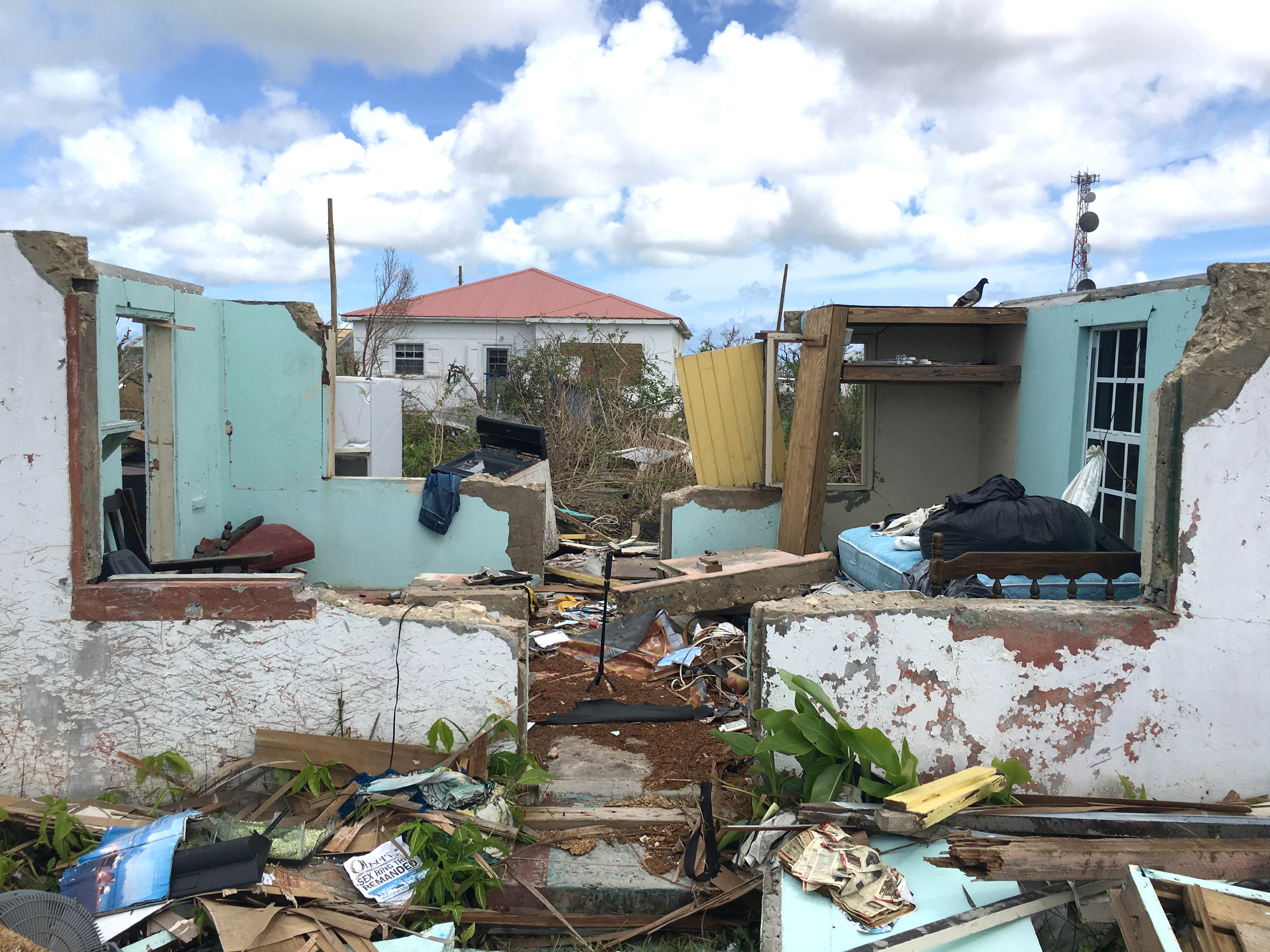 Damage on the island of Barbuda following Hurricane Irma, 2017