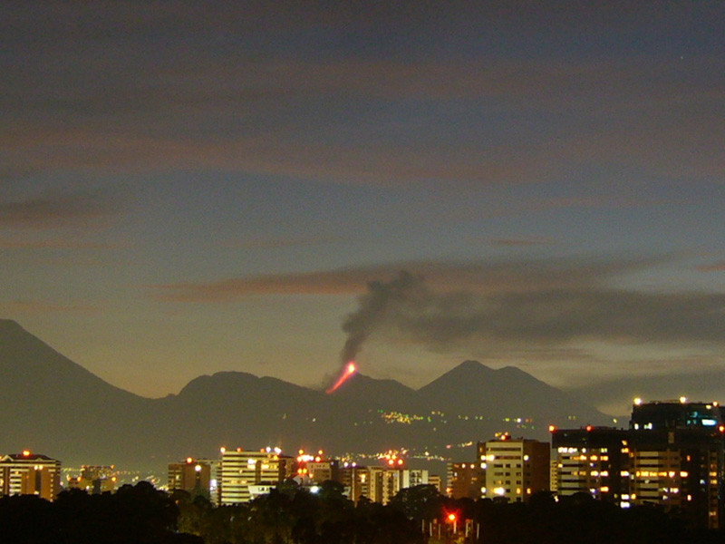 Guatemala-volcano-800x600 City skyline with erupting volcano in background