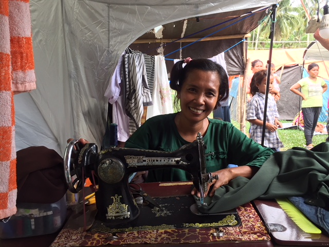 Fatnizar and her sewing machine