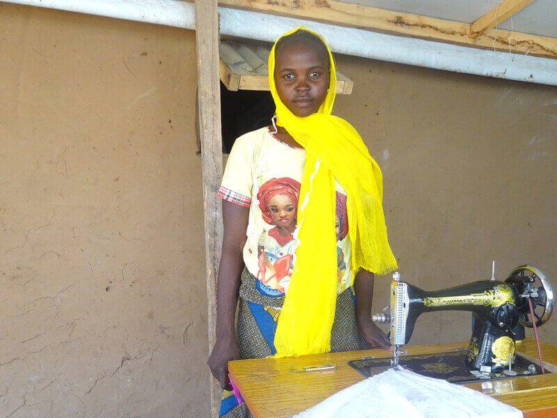 Esther and her sewing machine