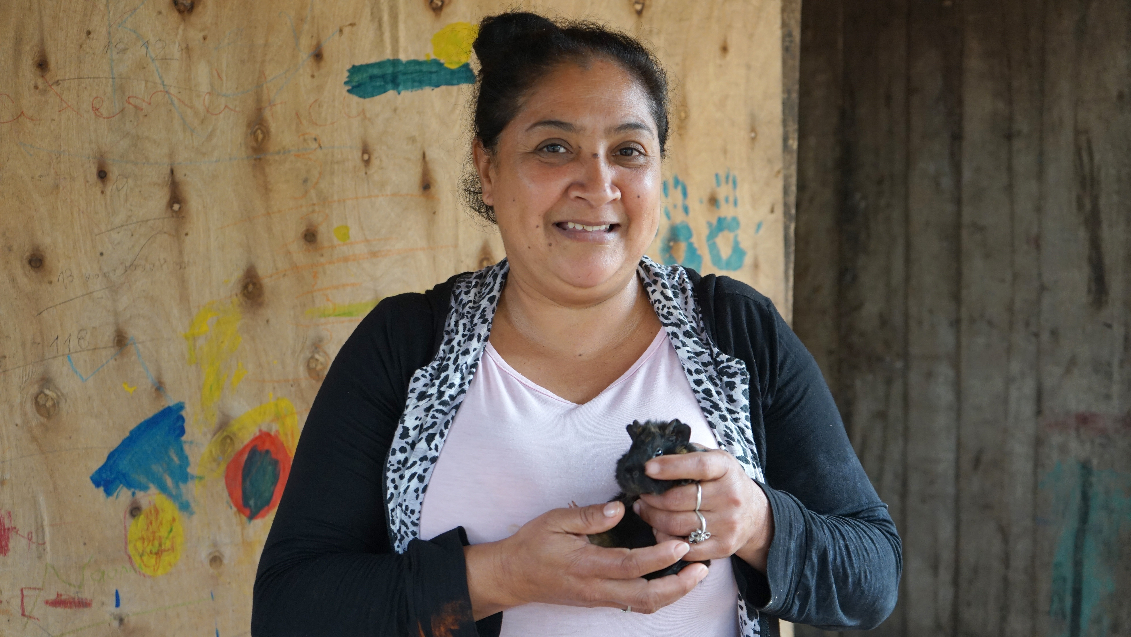 Lillian holding her pet guinea pig