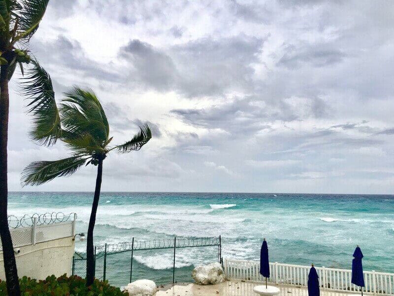 Strong winds on a beautiful beach in Barbados