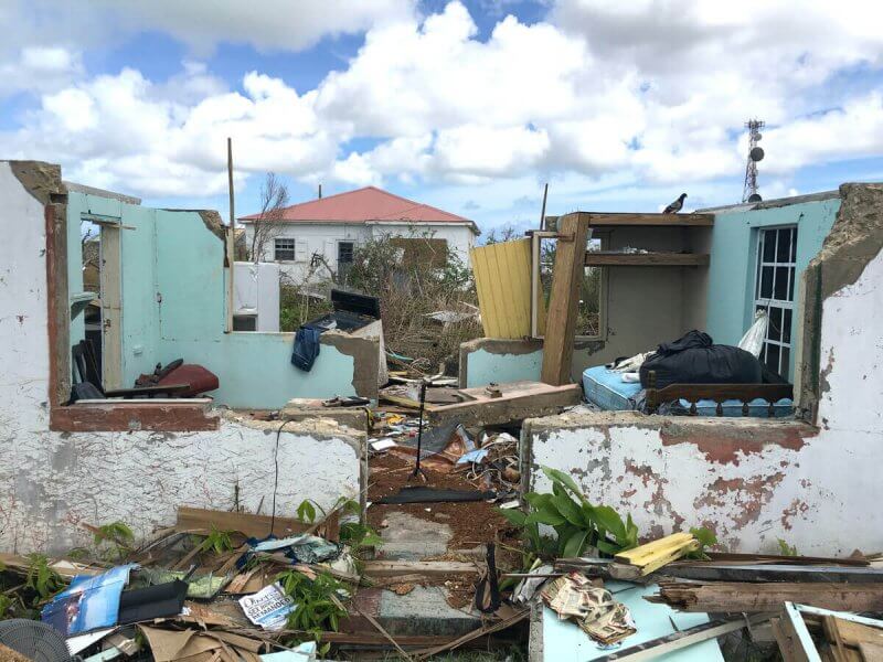 A home with with the roof torn off