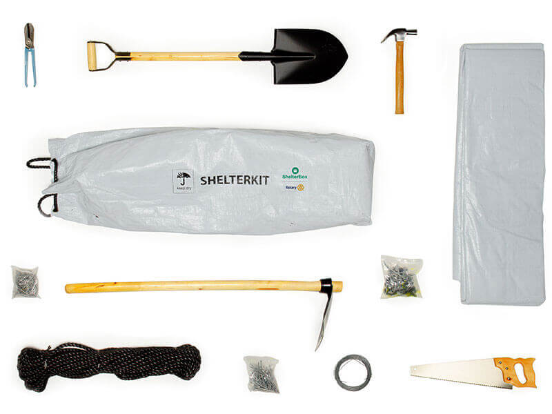 Shelter Kit materials laid out