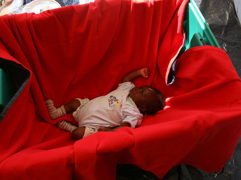 Immanuel in Shelterbox crib