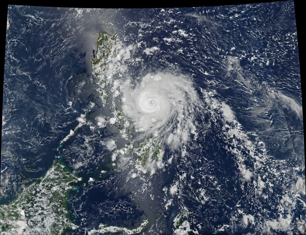 Aerial view of Typhoon Vongfong, covering most of the archipelago