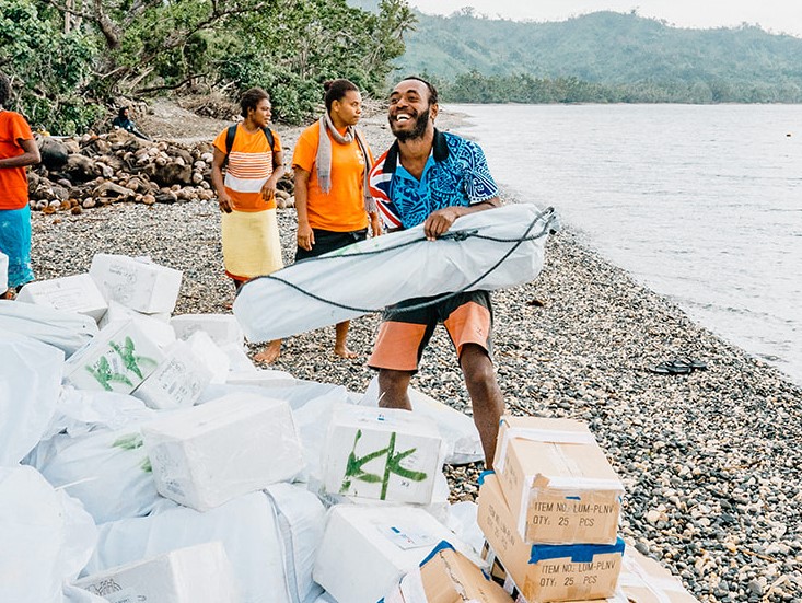 Aid items on the beach