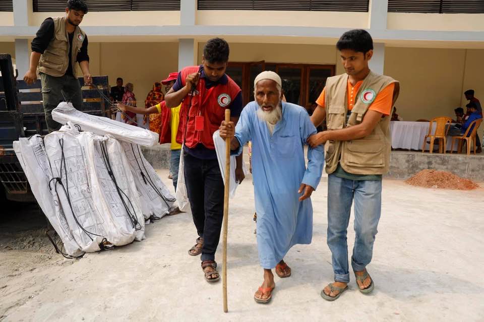 Helping an elder walk