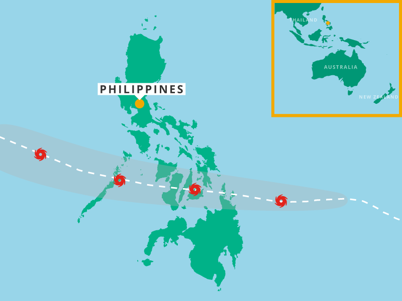 Map of Super Typhoon Rai's storm path